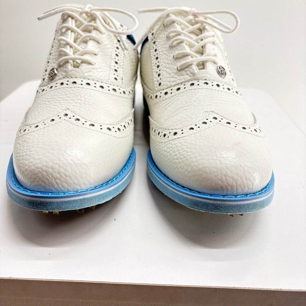 G/FORE Gallivanter Womens Golf Shoes White Blue Leather Wingtip G4LS21EF08 7.5 - Picture 3 of 13